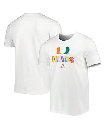 Мужская белая футболка Miami Hurricanes Pride Fresh Adidas