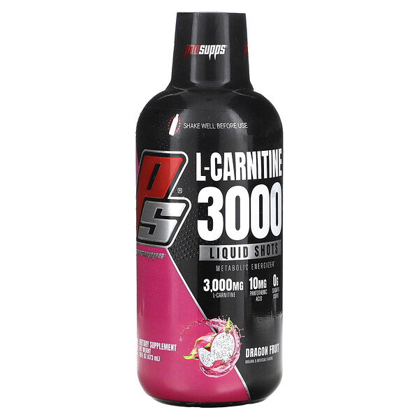 L-Carnitine 3000, Liquid Shots, драконий фрукт, 16 жидких унций (473 мл) ProSupps