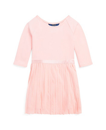 Плиссированное платье из эластичного понте-джерси для малышей и маленьких девочек Ralph Lauren