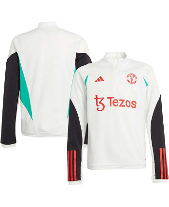 Big Boys and Girls Белый Manchester United 2023/24 Тренировочная футболка AEROREADY с молнией на четверть Adidas