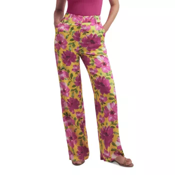 Широкие атласные брюки с цветочным принтом Fiona FAVORITE DAUGHTER