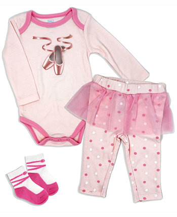 Балетное боди для маленьких девочек, брюки и носки, комплект из 3 предметов Baby Mode