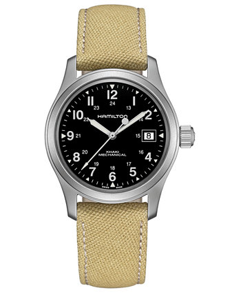 Часы унисекс, швейцарские механические, цвет хаки, цвет хаки, холщовый ремешок, 38 мм Hamilton