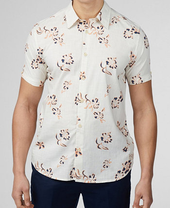 Men's Linear Floral Print Short Sleeve Shirt Ben Sherman