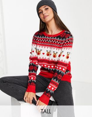 Brave Soul Tall Fairisle Christmas reindeer sweater Brave Soul Tall