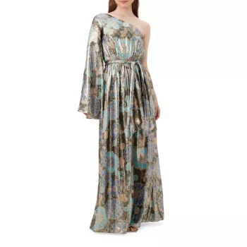 Платье макси на одно плечо Amida из смесового шелка с цветочным принтом Trina Turk
