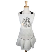 29.5&#34; Black and White &#34;Mrs. Always Right&#34; Printed Apron Contemporary Home Living