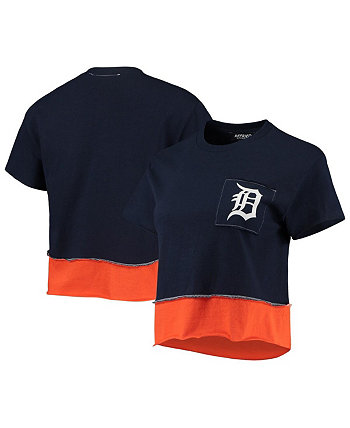 Укороченная женская футболка Detroit Tigers темно-синего цвета Refried Apparel