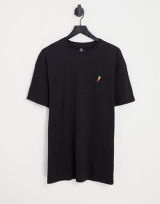 Черная футболка оверсайз с вышивкой попугая Threadbare Threadbare