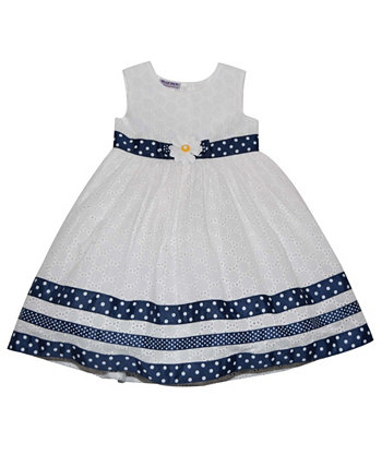 Платье для новорожденных девочек с отделкой лентой в горошек и люверсами Blueberi Boulevard