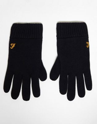 Черные перчатки с логотипом Farah Farah