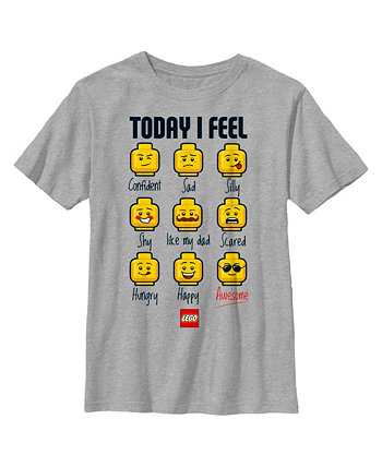 Детская футболка с изображением головы минифигурки и эмоциями для мальчика Lego