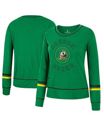Женская зеленая супермягкая футболка с длинным рукавом Oregon Ducks Heathrow Colosseum