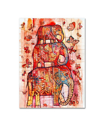 Оксана Зиака Картина на холсте "Три слона" - 24 "x 18" x 2 " Trademark Innovations