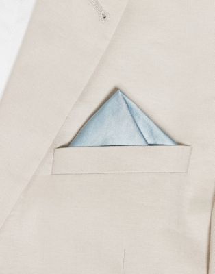 Six Stories satin pocket square in dusty blue Six Stories