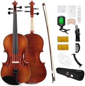 PHOENIX Violin 1/2 Full Size Kit, Violin Fiddle Set for Beginner Adults Student with Rosewood Bow, Extra Strings & Bridge, 2 Rosins, Tuner, Case, Mute, Fingerboard Stickers, Shoulder Rest (1/2) Phoenix