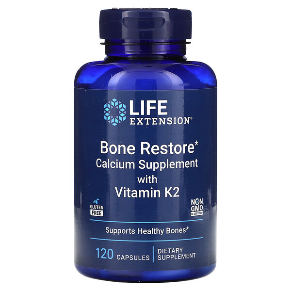 Восстановление костей, Кальций с Витамином K2 - 120 капсул - Life Extension Life Extension
