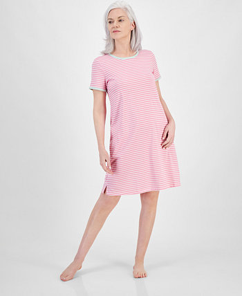 Women's Striped Short-Sleeve Sleep Shirt, Created for Macy's Charter Club