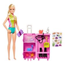 Кукла морского биолога Барби (блондинка) и игровой набор для мобильной лаборатории Barbie