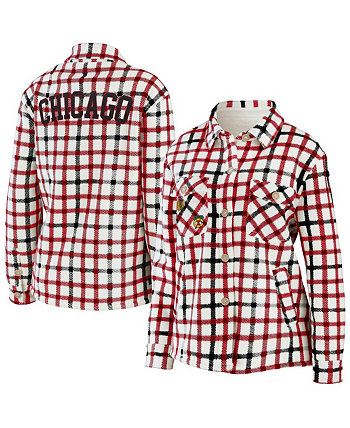 Женская куртка-рубашка на пуговицах Oatmeal Chicago Blackhawks в клетку WEAR by Erin Andrews