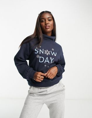 Темно-синий рождественский свитер Only с высоким воротником Snow Day ONLY