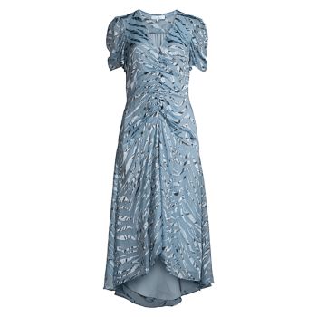 Шелковое эластичное платье в тигровую полоску Shelley Illusion Parker