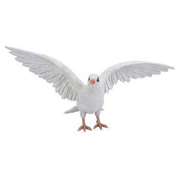 18.5" White and Brown Pigeon Spread Wings Outdoor Garden Figurine Hi-Line Gifts