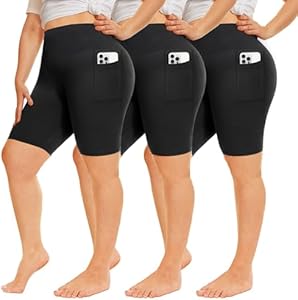 QGGQDD 3 Pack Plus Size Biker Shorts for Women – 8" High Waisted Black Shorts for Yoga Workout (2X 3X 4X) Qggqdd