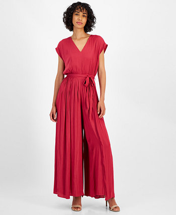 Women's V-Neck Pleated Jumpsuit T Tahari