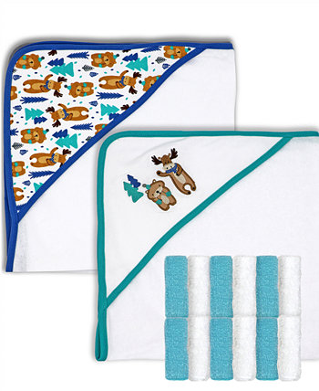Baby Boys Hooded Character Towel and Washcloth, 14 Piece Set Baby Mode