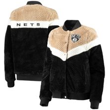 Женская куртка G-III 4Her by Carl Banks Black/Cream Brooklyn Nets Riot Squad Sherpa Full-Snap Jacket In The Style