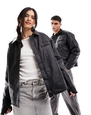 Черная байкерская куртка унисекс с молнией спереди Reclaimed Vintage Reclaimed Vintage