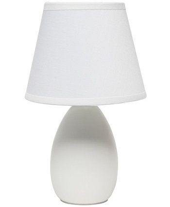 Nauru 9.45" Traditional Petite Ceramic Oblong Bedside Table Desk Lamp with Tapered Drum Fabric Shade Creekwood Home