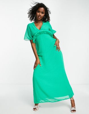 Ярко-зеленое шифоновое платье макси с оборками Blume Bridal Blume Bridal