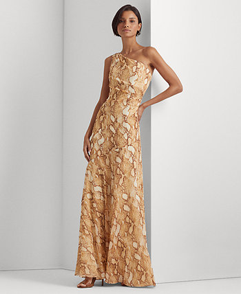 Женское платье из жоржета с принтом на одно плечо Ralph Lauren