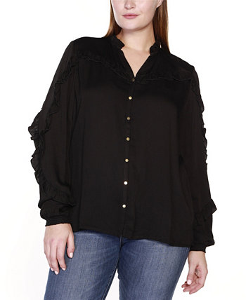 Блуза больших размеров Black Label с рюшами и пуговицами спереди Belldini