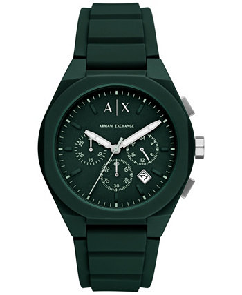 Мужские часы Rafael с хронографом, зеленые силиконовые, 44 мм Armani