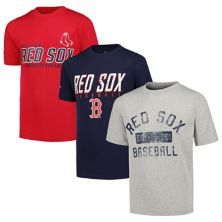 Набор из трех футболок Youth Stitches Heather Grey/темно-синий/красный Boston Red Sox Stitches