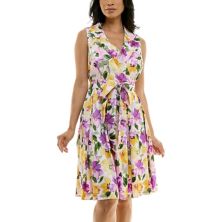 Женское платье-солнцеклёш с отложным воротником и цветочным принтом Nina Leonard Nina Leonard