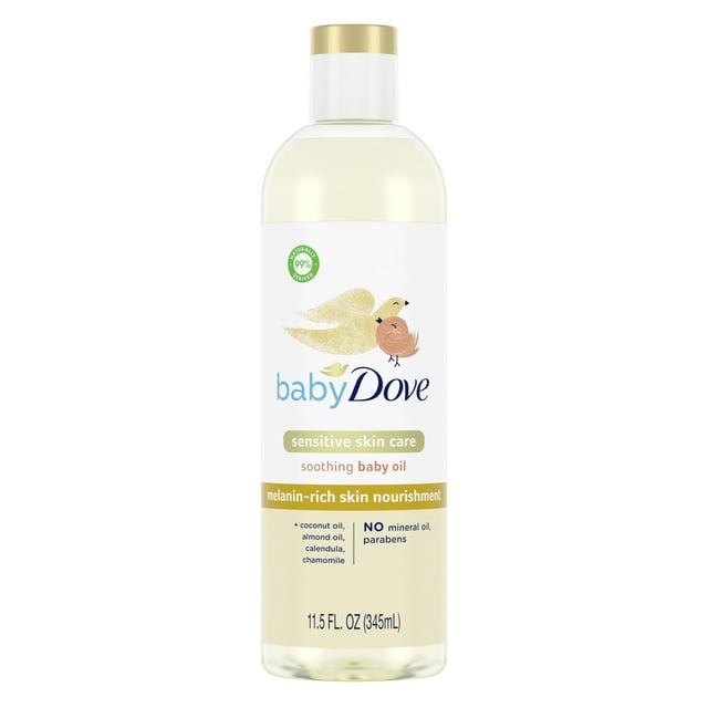 Baby Dove Melanin-Rich Skin Nourishment Baby Oil Sensitivity All Newborn Skin, 11.5 oz Baby Dove