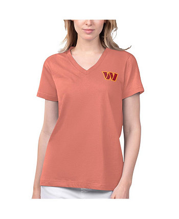 Женская футболка Coral Washington Commanders Game Time с v-образным вырезом Margaritaville