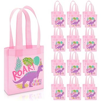 24 Pcs Small Party Goodie Bags Gift Canvas Tote For Kids Birthday, 8.5x 6.8x2" Blue Panda