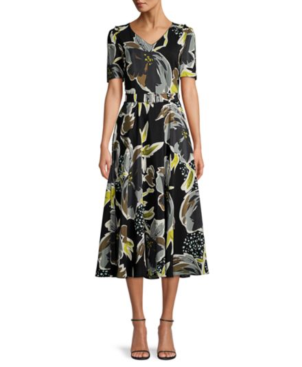 Шелковое платье с цветочным принтом Roland Lafayette 148 New York