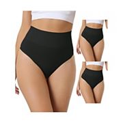 3 Packs Women's High-waisted Briefs Invisible Thong Stretchy Knickers Comfortable Underwear Allegra K