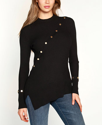 Women's Black Label Asymmetrical Ribbed Tunic Sweater Belldini