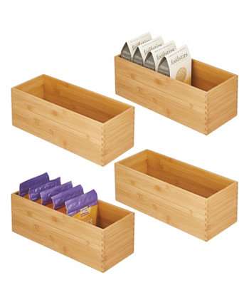 Бамбуковый ящик для хранения ящиков-органайзеров для кухни — 4 шт. — Натуральное дерево MDesign