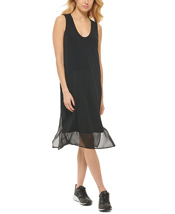 Женское платье смешанной техники с круглым вырезом DKNY