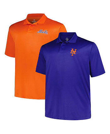 Men's Royal, Orange New York Mets Big and Tall Two-Pack Solid Polo Set Fanatics
