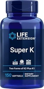 Life Extension Super K, 150 Softgels (Мягкие капсулы), with Vitamin K1 and K2 - MK4 & MK7 Life Extension