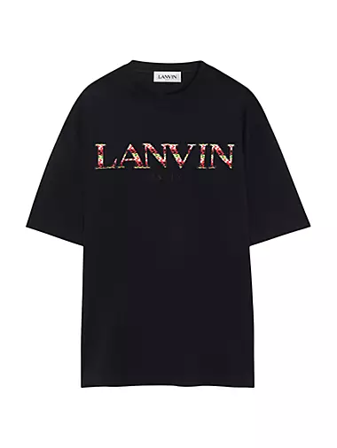 Классическая хлопковая футболка с вышивкой Lanvin "Curb", классический крой Lanvin